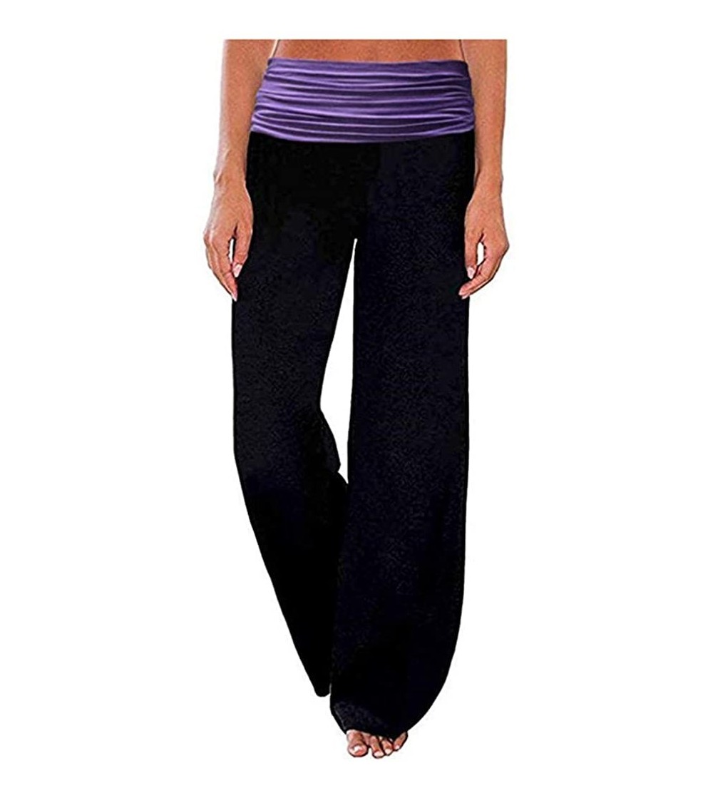 Bottoms Wide Leg Lounge Pants Women High Waisted Comfy Stretch Pants Trousers Elastic Waist Yoga Sports Pants Pajama Pants - ...