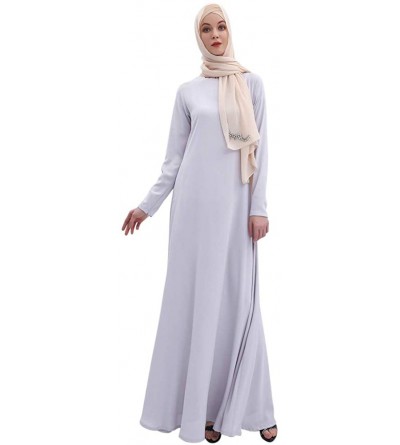 Robes Women's Long Sleeve Maxi Dress Muslim Abaya Robe Plain Simple Modern Islamic Arabic Style Casual Dress - 242-grey - C81...