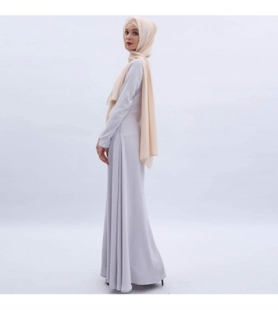 Robes Women's Long Sleeve Maxi Dress Muslim Abaya Robe Plain Simple Modern Islamic Arabic Style Casual Dress - 242-grey - C81...