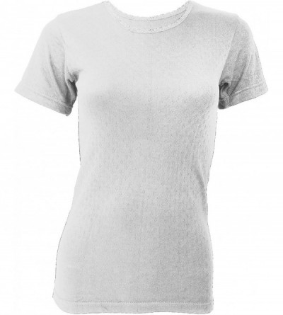 Thermal Underwear Ladies Thermal Short Sleeve T-Shirt - Black - CA11BJC2S7D $10.76