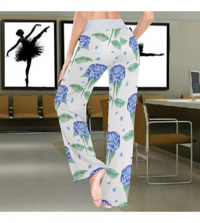 Bottoms Watercolor Blue Hydrangea Flowers Women's Pajama Pants Lounge Sleep Wear - Multi - CS19D3S03X6 $17.72
