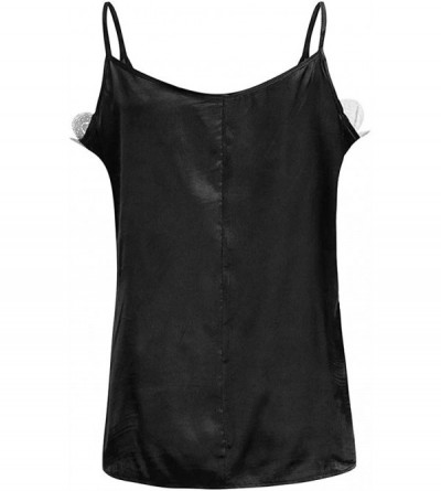 Thermal Underwear Women Sexy Camisole V-Neck Lace Patchwork Sleeveless Camis Tank Tops Blouse - Black - CG18N8EWEMK $11.23