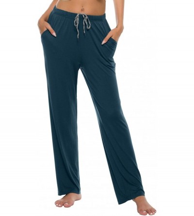 Bottoms Women's Pajama Pants Modal Pajama Bottoms Knit Sleep Pants with Pockets - Blue - CI199UCGDAK $19.98