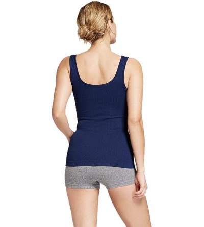 Tops Women's Ribbed Seamless Tank - (Nighttime Blue- Large) - C519CRTTWMY $16.76