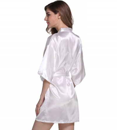Nightgowns & Sleepshirts Short Robe Kimono - Solid Color- White - CK18G6O8277 $24.97