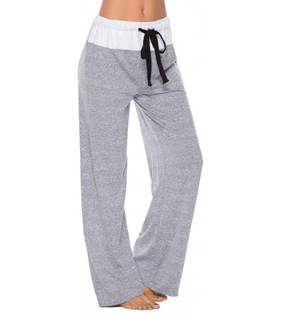 Bottoms Women's Drawstring Palazzo Wide Leg Pajama Lounge Yoga Pants - Silver Grey - C418SNZX6WL $13.94