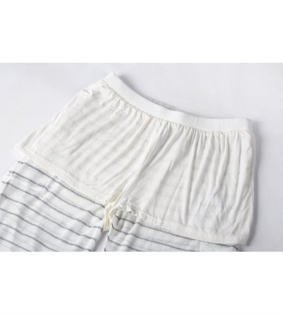 Sets Pajamas for Women Soft Stripes Lace Loungewear 3/4-Length Sleeve Sleepwear Button Down Nightwear Pj Lounge Sets-White & ...