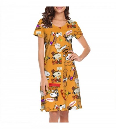 Nightgowns & Sleepshirts Women's Snoopy- Nightgown Print Nightwear O-Neck - White-86 - C219C94T7QA $28.04