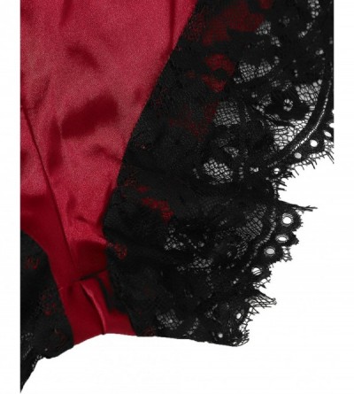 Sets Women's 2 Piece Lingerie Set Lace Cami Top with Shorts Sexy Pajama Set - Black Red-3 - CO194L6A54Y $13.92
