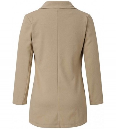 Thermal Underwear Women Open Front Long Sleeve Work Office Blazer Jacket Casual Basic OL Cardigan - A-beige - C61922A37AU $24.43