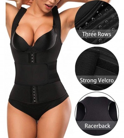 Tops Women Waist Trainer Corset Zipper Vest Body Shaper Trimmer Slimming Hot Sweat Sports Girdle - Black - C8196LZD0YU $15.23
