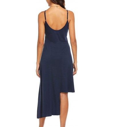 Nightgowns & Sleepshirts Women's Full Slip Nightgown Dress Sleeveless Chemise Sleepwear Loungewear - Navy Blue - CT18QGIEH8H ...