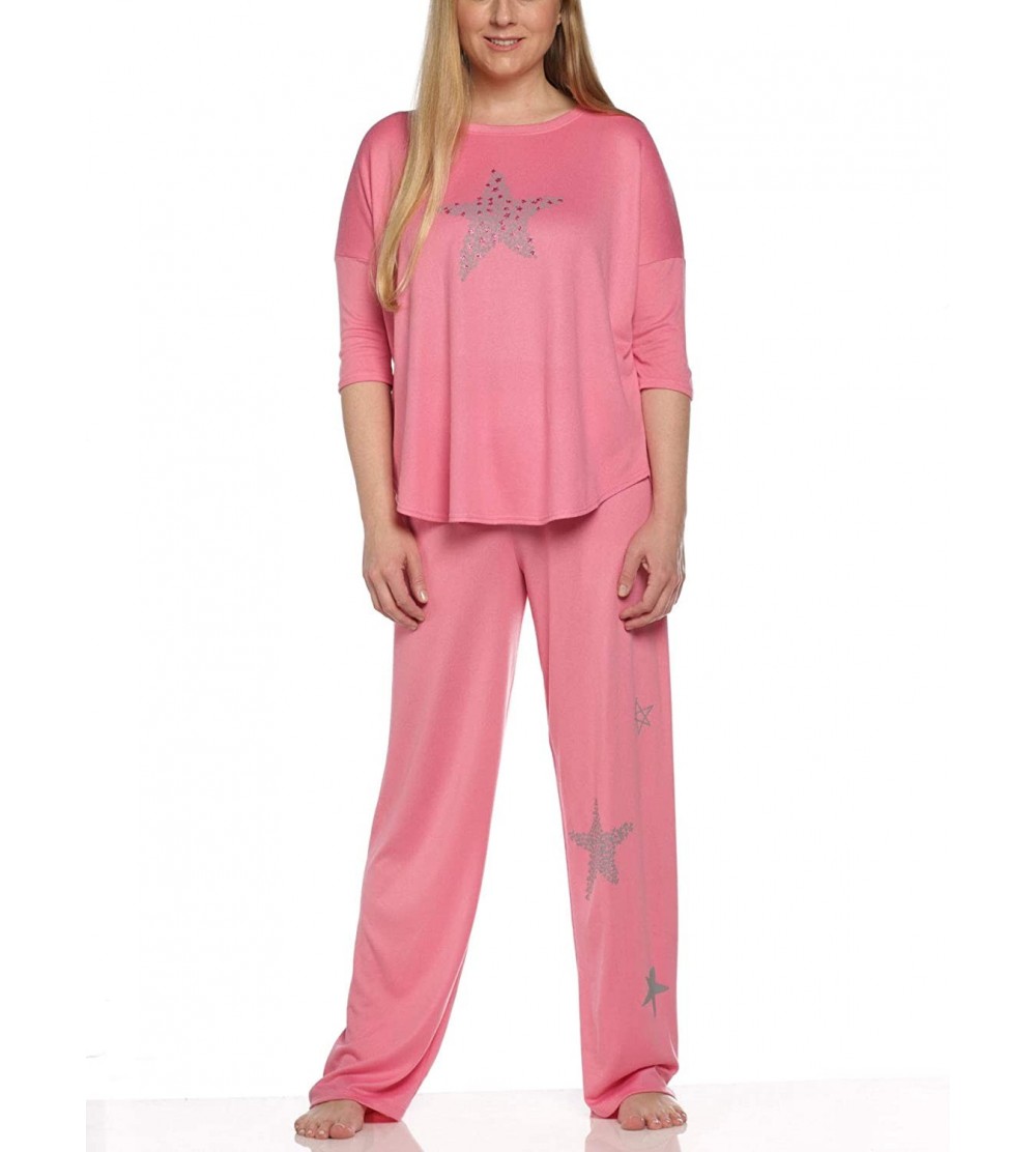 Sets Sleepwear Women's Knit Long Sleeve/Pant Jersey 2-Piece Pajama Set - Morning Glory - CL192LC3T5U $35.60