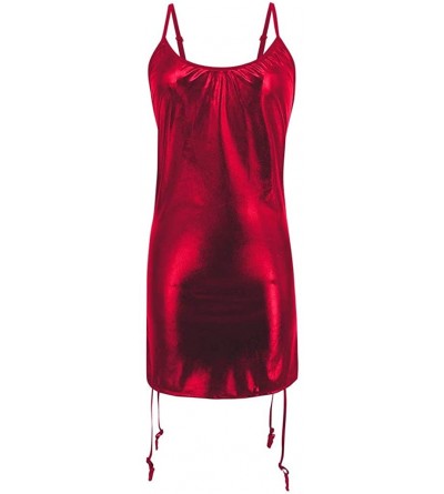Nightgowns & Sleepshirts Sexy Wireless Rimless Pajamas Lace Nightdress Silk Underwear Women Sleepwear - Red - CN1933YDZ29 $9.75