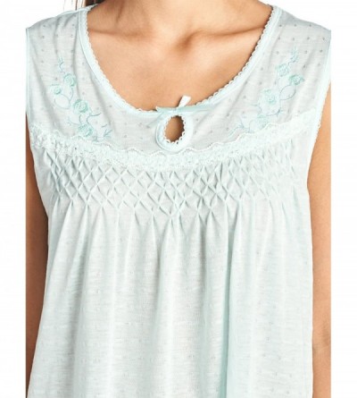 Nightgowns & Sleepshirts Women's Sleeveless Embroidered Pointelle Nightgown Sleep Dress - Green - CW12CMWEN3F $16.15