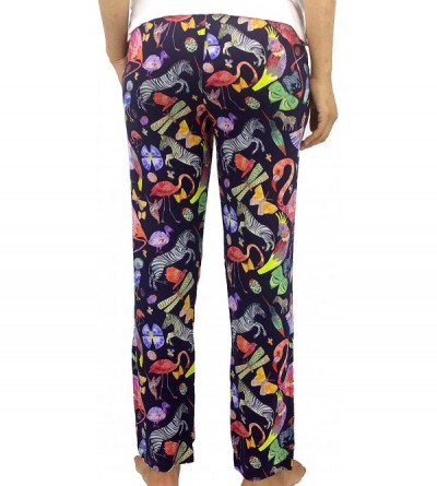 Bottoms Women's Colorful Owl Dog Bird Animal Patterned Lightweight Pajama Pants - Colorful Flamingo & Birds Print - CM192K6OI...