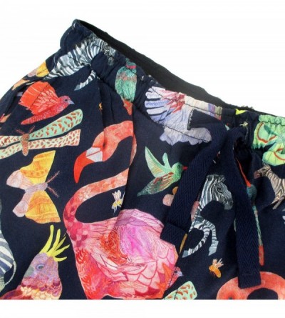 Bottoms Women's Colorful Owl Dog Bird Animal Patterned Lightweight Pajama Pants - Colorful Flamingo & Birds Print - CM192K6OI...
