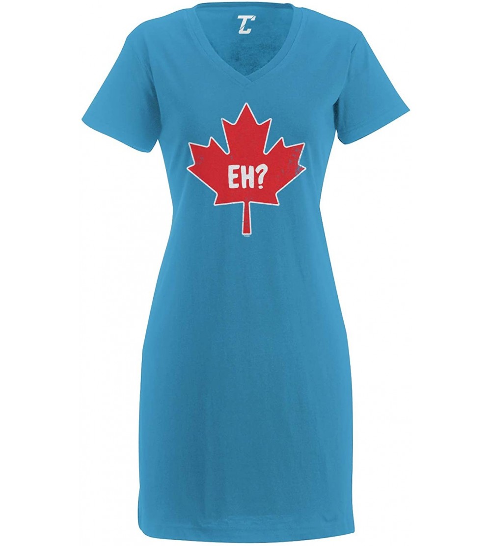 Nightgowns & Sleepshirts Canada Maple Leaf Funny Women's Nightshirt - Light Blue - C418RE45EQ8 $27.14