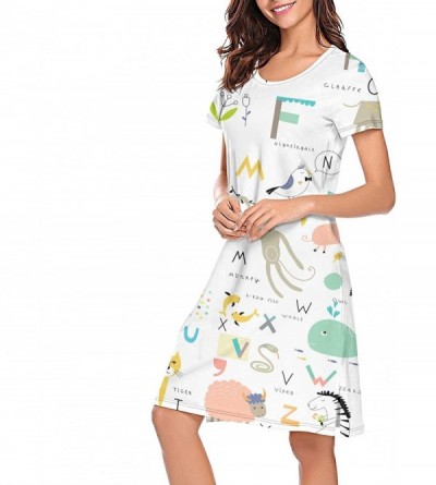 Tops Women's Cute Sleep Shirt Sleepwear Night Dress Short Sleeve Nightshirts Nightgown - White-107 - CV1937HC2KH $20.27