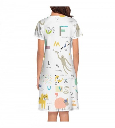 Tops Women's Cute Sleep Shirt Sleepwear Night Dress Short Sleeve Nightshirts Nightgown - White-107 - CV1937HC2KH $20.27