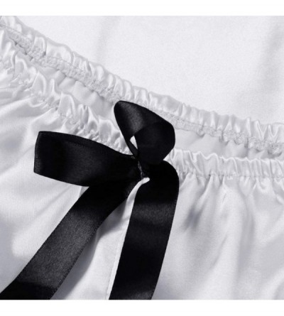 Nightgowns & Sleepshirts Satin Silk Pajamas Bow Nightdress Lingerie Women Underwear Sleepwear Satin - White - C3194IMW5EO $8.82