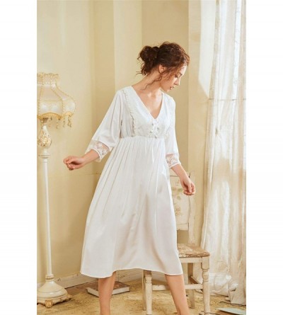 Nightgowns & Sleepshirts Women's Vintage Victorian Sleepwear Short-Sleeve Sheer Nightgown Pajamas Nightwear Lounge Dress - Gt...