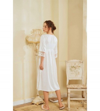 Nightgowns & Sleepshirts Women's Vintage Victorian Sleepwear Short-Sleeve Sheer Nightgown Pajamas Nightwear Lounge Dress - Gt...