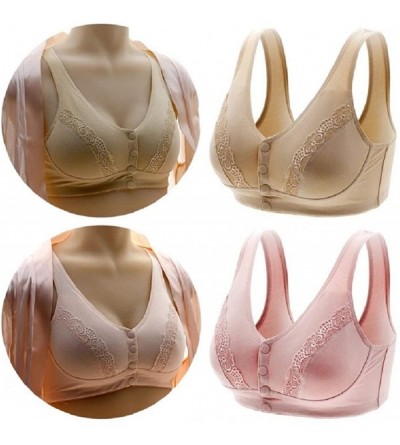 Bras Women Skin-Friendly Cotton Soft Cup Bra Full-Freedom Front Close Bras-Everyday Lace Stylish Bras with Thin Pad - Light P...