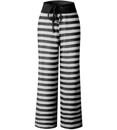 Bottoms Women's Pajama Lounge Pants Floral Striped Polka Dot Print Comfy Casual Stretch Palazzo Bottoms Pants Wide Leg - C Bl...