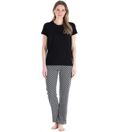 Sets Women's Loungewear Short Sleeve Tee Pajama Set - Pant Set - Grey Trellis - CA194H5ER99 $17.29