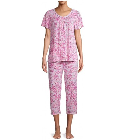 Sets Floral Completely Pink V-Neck Top & Capri Pajama Sleep Set - CC19CM8ETO5 $32.25