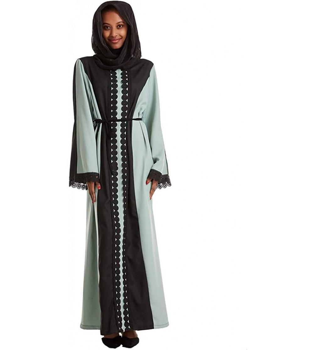 Robes Women's Muslim Dress Saudi Arab Soft Robe Ethnic Clothes Abaya Dress - Green C - CV1978DA7HC $39.60