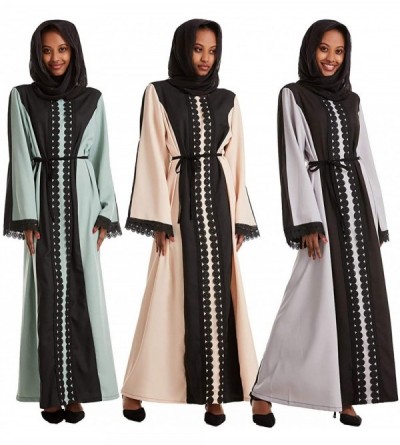 Robes Women's Muslim Dress Saudi Arab Soft Robe Ethnic Clothes Abaya Dress - Green C - CV1978DA7HC $39.60