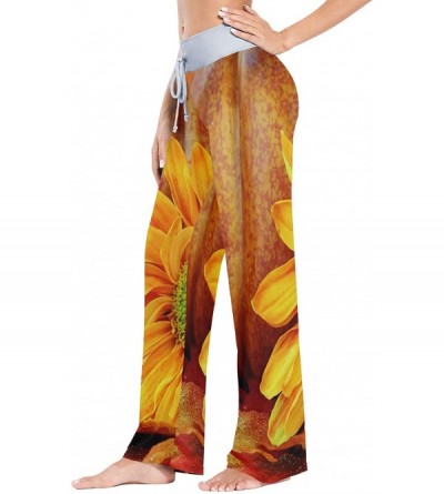 Bottoms Women's Pajama Pants-Autumn Pumpkin Sunflower Drawstring Sleepwear Pants Lounge Yoga Pants Wide Leg Pants for All Sea...
