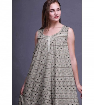 Nightgowns & Sleepshirts Sleeveless Cotton Nightgowns for Women Printed Mid-Calf Length Sleepwear - Light Gray6 - CM18S5O30EA...