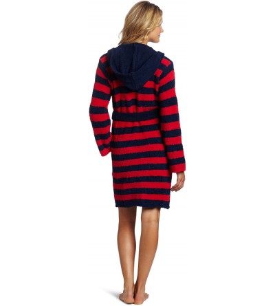 Robes Women's Marshmallow Hooded Wrap- Red/Navy- Medium - C6119DO8AOX $43.93