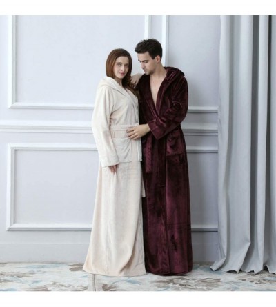 Nightgowns & Sleepshirts Long Hooded Robe for Women Warm Housecoat with Pockets Winter Full Length Bathrobe Sleepwear Luxurio...