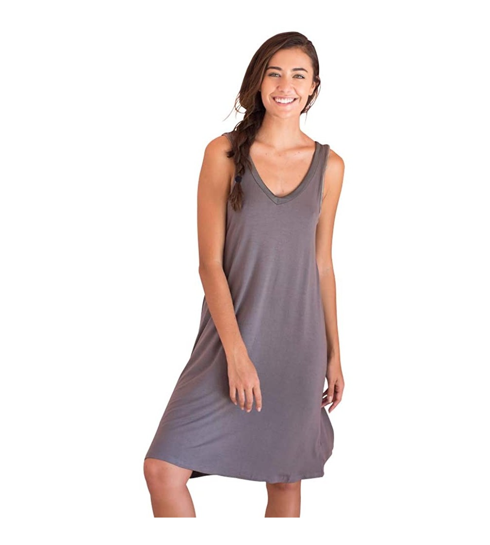 Nightgowns & Sleepshirts Bamboo V-Neck Nightgown - Earl Grey - CL12MNWTTH9 $48.86