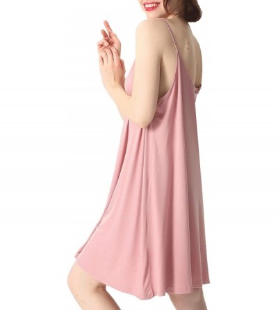 Nightgowns & Sleepshirts Women's Sexy Sleeveless Nightgown Sleepwear Summer Slip Night Dress - Pink - C518TOR4SQR $15.41