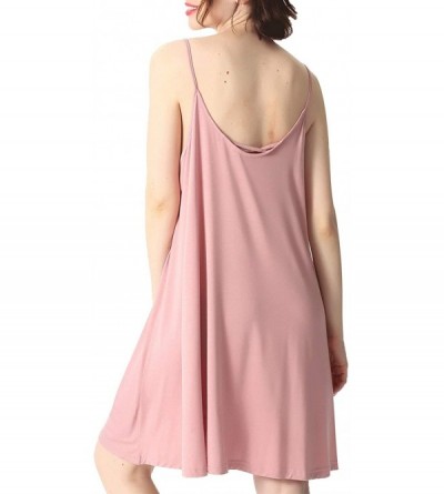 Nightgowns & Sleepshirts Women's Sexy Sleeveless Nightgown Sleepwear Summer Slip Night Dress - Pink - C518TOR4SQR $15.41