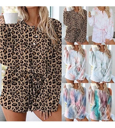 Sets Women Tie Dye Printed Pajama Set 2 Piece Nightwear Drawstring Shorts Summer Loungewear Sleepwear Casual Clothes E - C819...