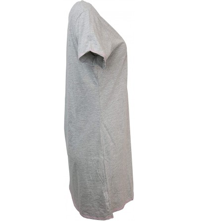 Nightgowns & Sleepshirts Women's Plus Size Nightgown- 100% Cotton- Short Sleeves - Grey Grumpy But Gorgeous - CC18SDL0TIN $26.46