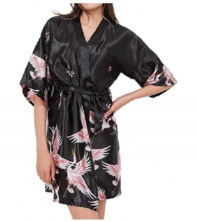Robes Women Nightgown Charmeuse V Neck Lounger Smoking Jacket Lounge Robe AS10 M - As10 - CP19DCTTEUZ $24.97