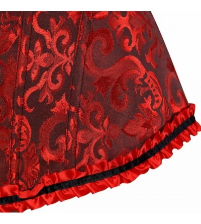 Bustiers & Corsets Corsets for Women Costume Lingerie Bustier Top Satin Floral Lace up Trim Plus Size - Blackred 819 - CA17Y0...