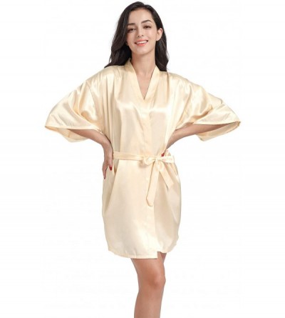Robes Satin Kimono Wedding Party Getting Ready Robe with Gold Glitter or Rhinestones - Champagne for Bridesmaid (Back in Rhin...