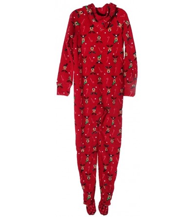 Sets Women's Reindeer-Printed Footed Pajamas - Reindeer - C718CSRRG5G $20.08