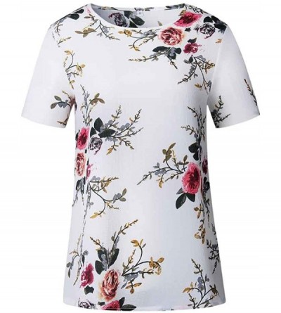 Bras Womens Shirts Short Sleeve Plus Size Floral Print Loose Casual Tunic Tops Blouse T-Shirt for Women Ladies Teen Girls - W...