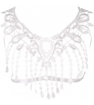 Bras Women Lace Body Harness Plus Size Bra Strappy Gothic Bralette Black Adjustable - White - CP18EQLK849 $40.50