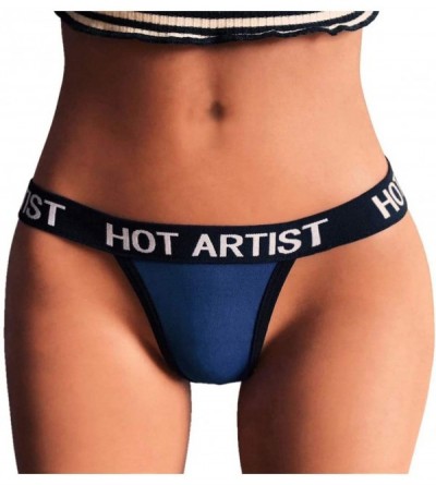 Thermal Underwear Women Lingerie G-String Letter Briefs Underwear Panties T String Thongs Knick - Blue - C5199UTNZRW $12.23