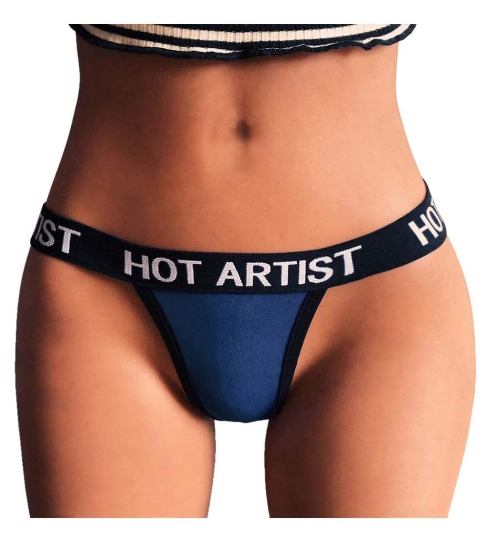 Thermal Underwear Women Lingerie G-String Letter Briefs Underwear Panties T String Thongs Knick - Blue - C5199UTNZRW $12.23